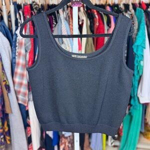 #15 ST. JOHN BASICS | Women's Black Knit Tank Top | Sz. Medium